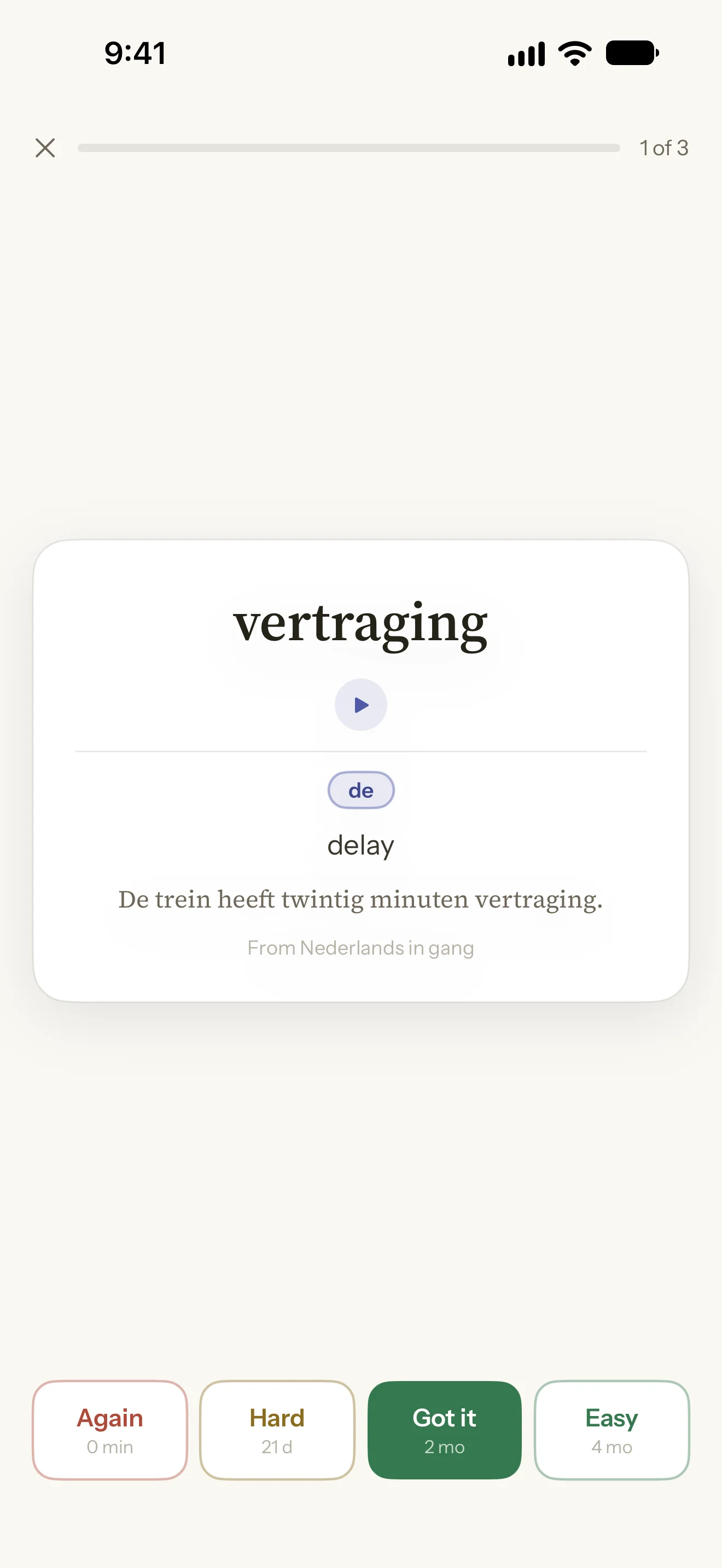 Review vocabulary with flash cards that schedule themselves.