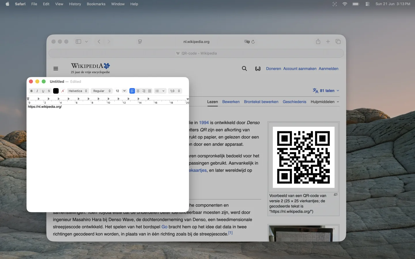 A QR code captured from the screen, decoded straight to the clipboard.