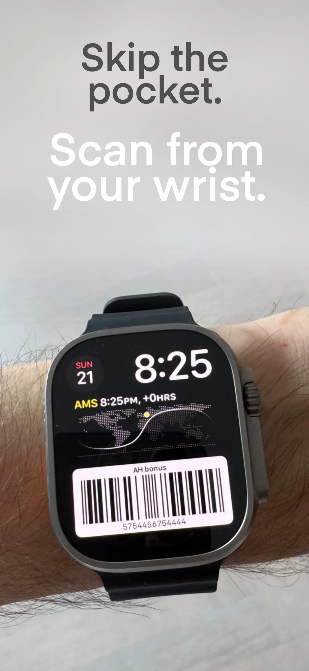 A barcode ready to scan from Apple Watch.